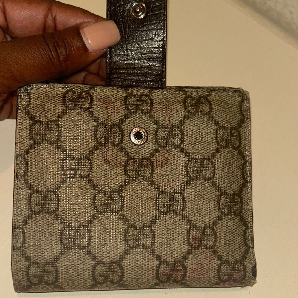 Gucci GG Monogram Coated Canvas Folding Wallet Brown PROJECT DIY UPCYCLE READ - Picture 7 of 13